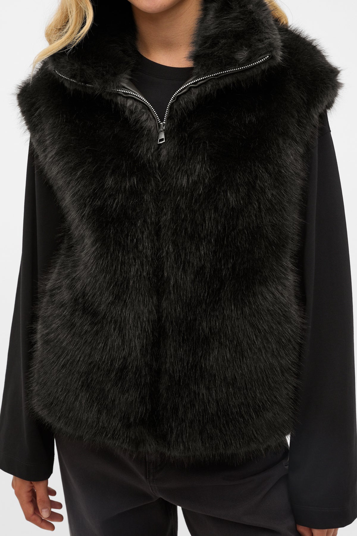 Faux Fur Zip Through Vest