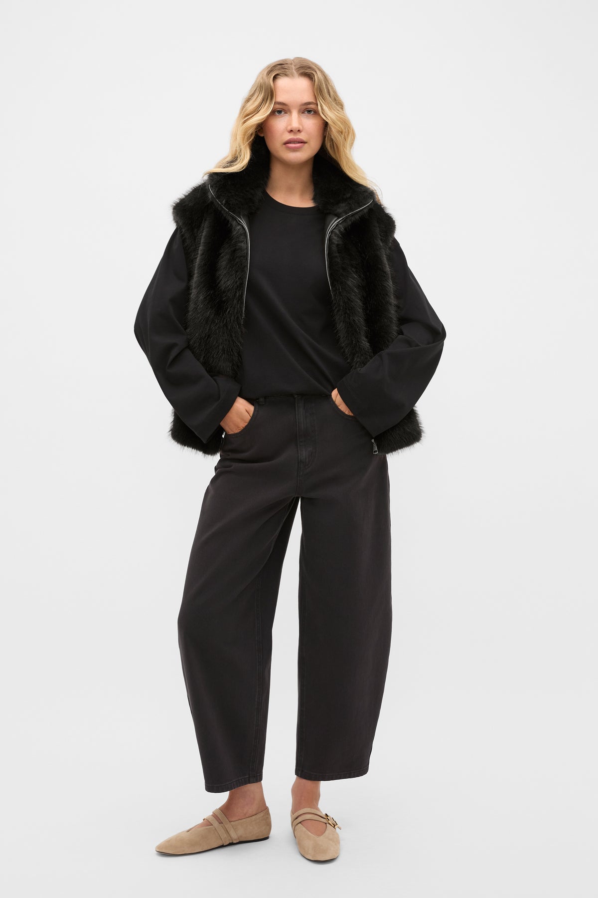 Faux Fur Zip Through Vest