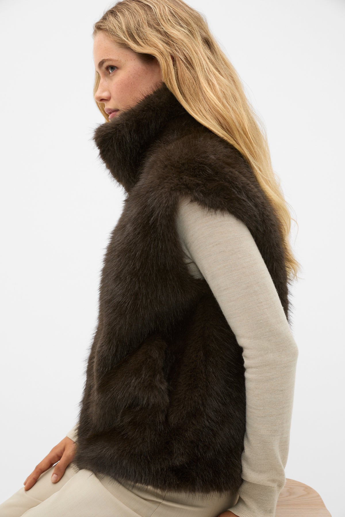 Faux Fur Zip Through Vest