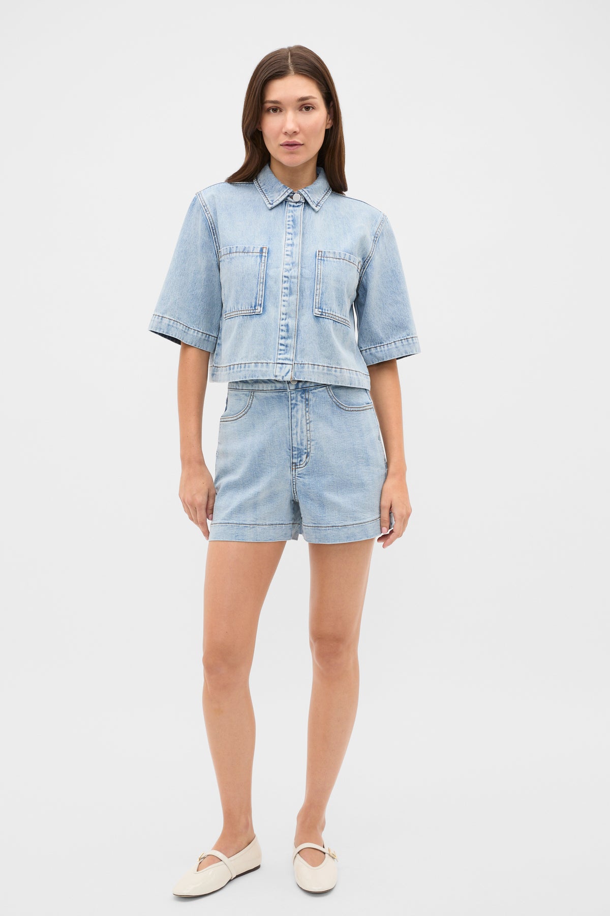 Denim Button Up Short