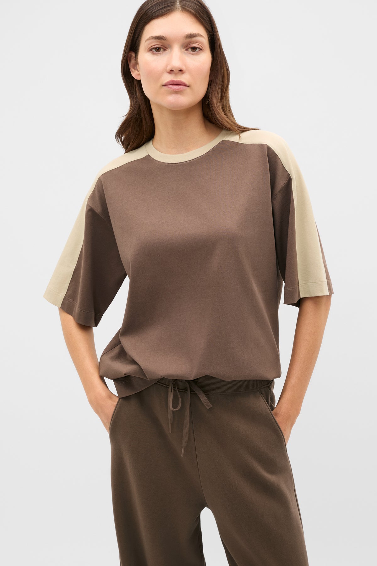 Contrast Sleeve Panel Boxy Tee