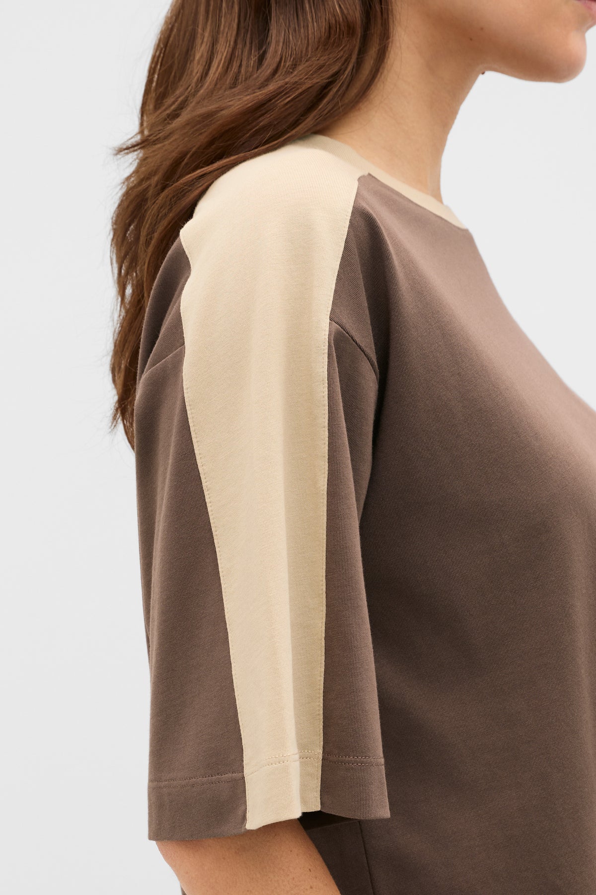 Contrast Sleeve Panel Boxy Tee