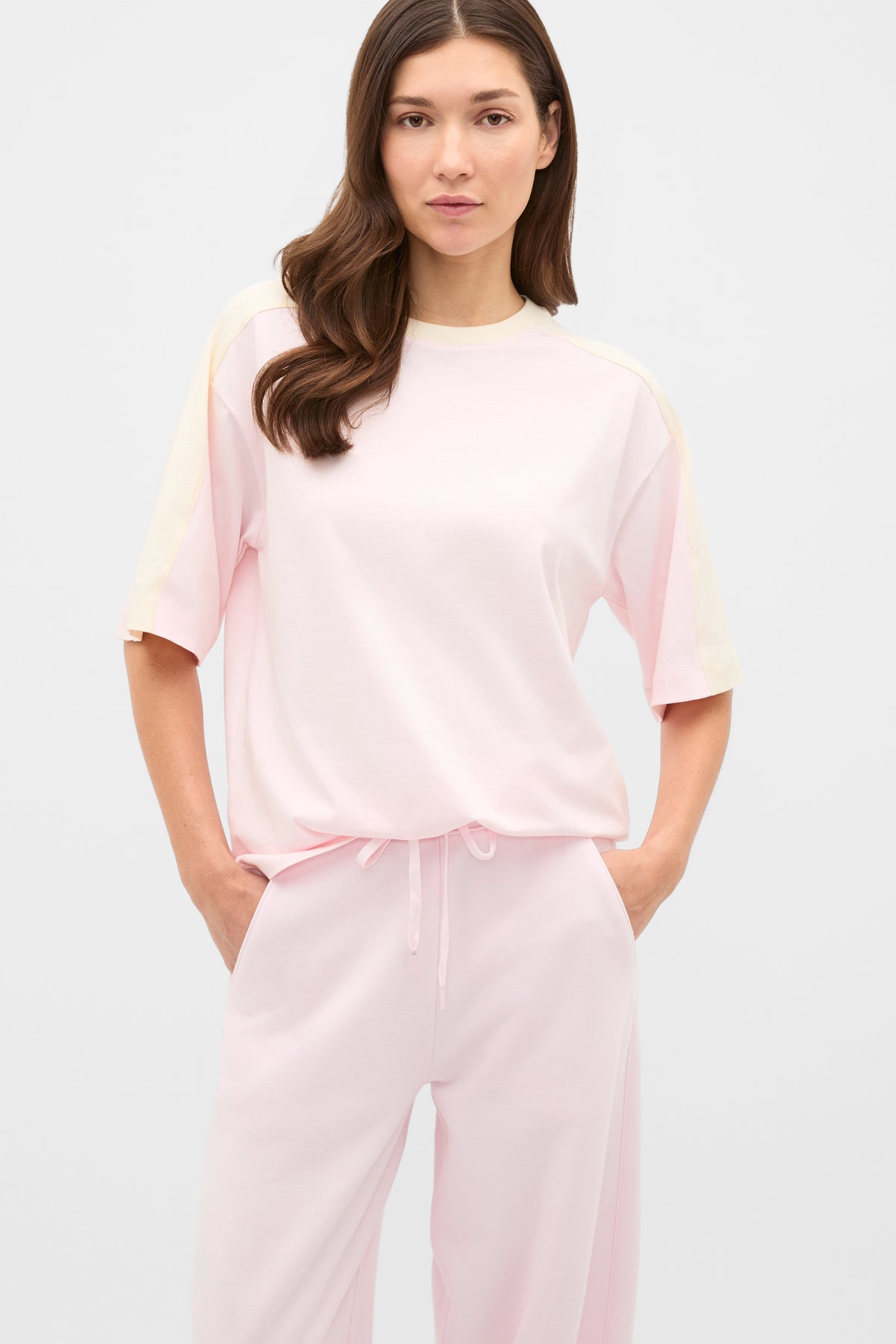 Contrast Sleeve Panel Boxy Tee