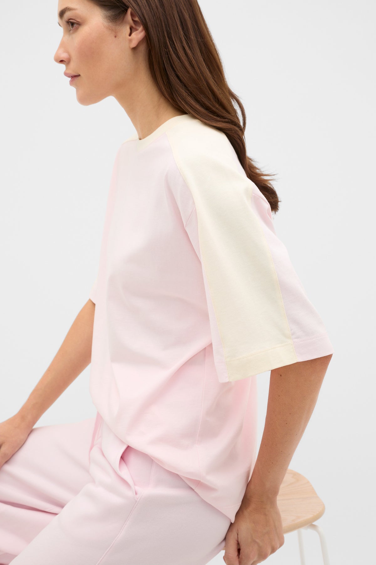 Contrast Sleeve Panel Boxy Tee