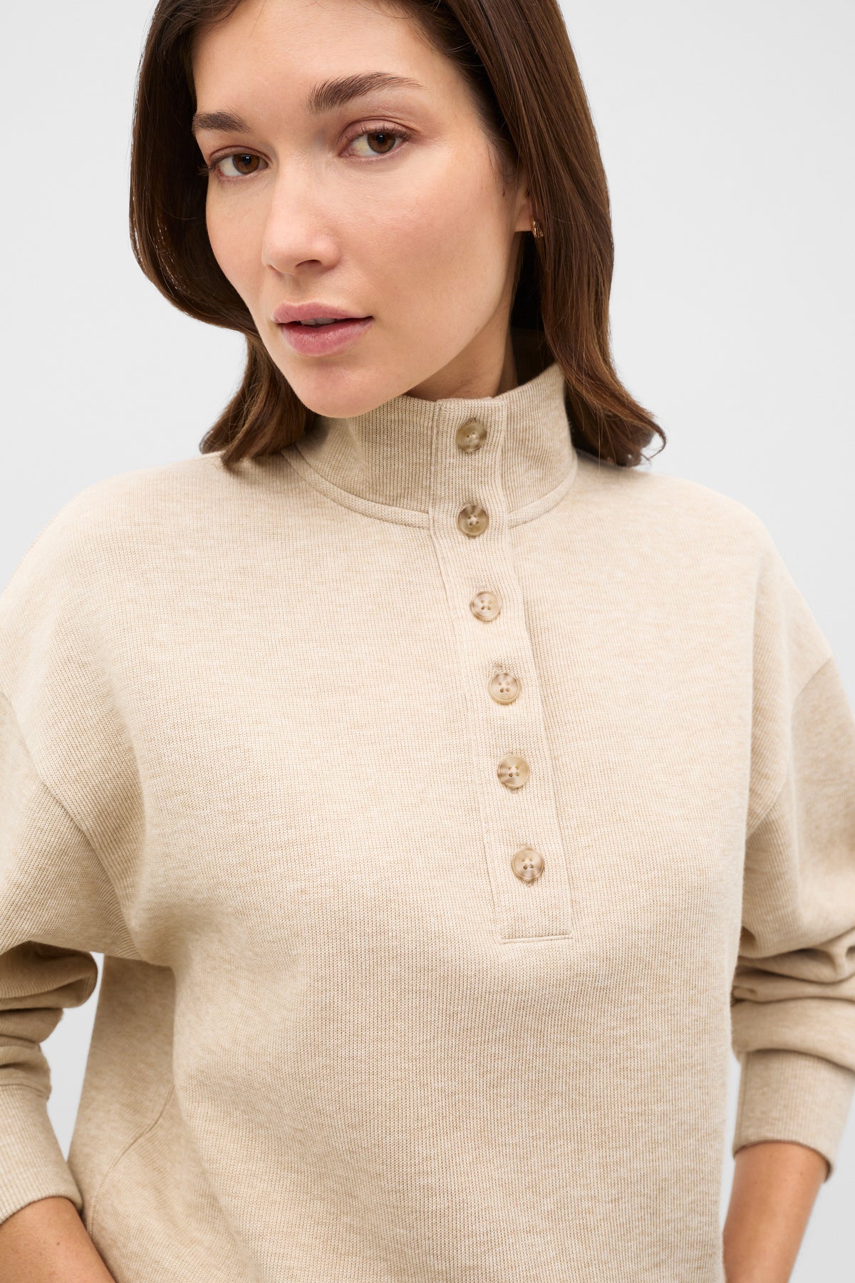 Cotton Rib Funnel Neck Sweat