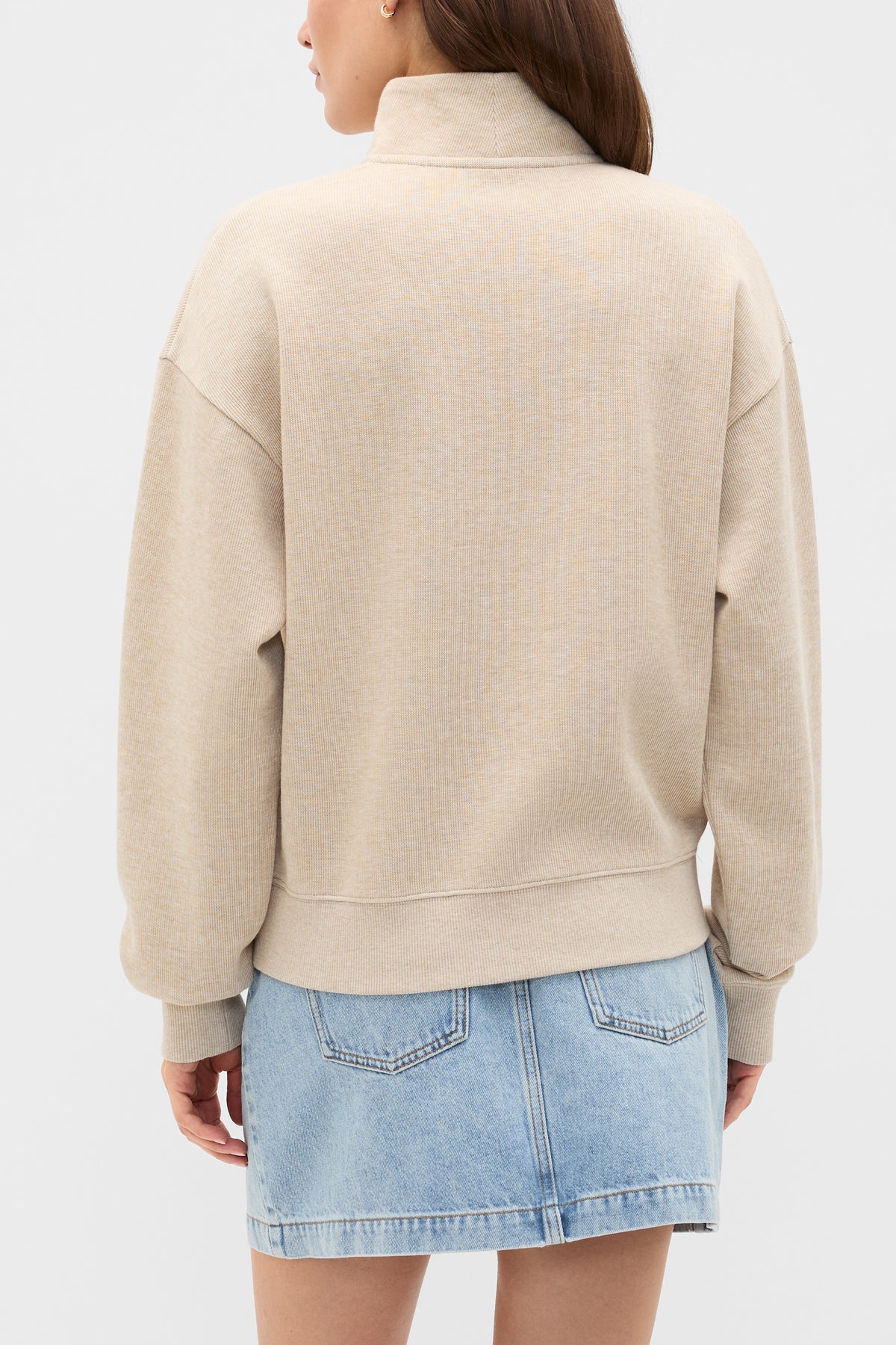 Cotton Rib Funnel Neck Sweat