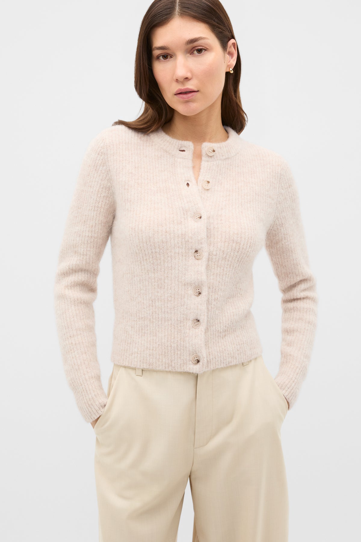 Alpaca Blend Fitted Cardigan
