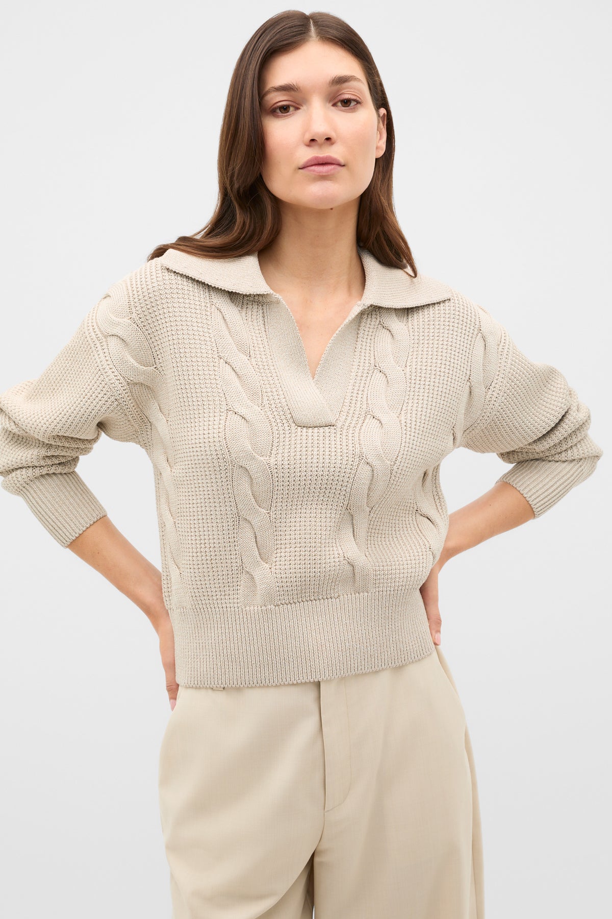 Cotton Textured Cable Knit