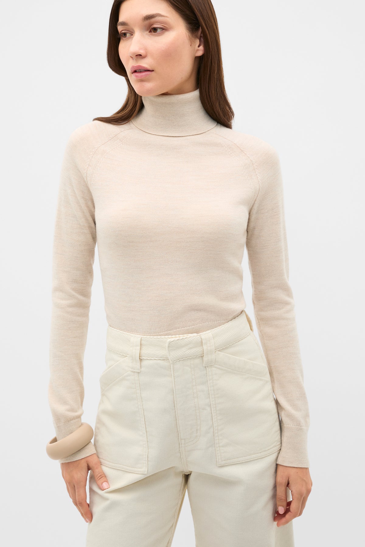 Merino Roll Neck Raglan Knit