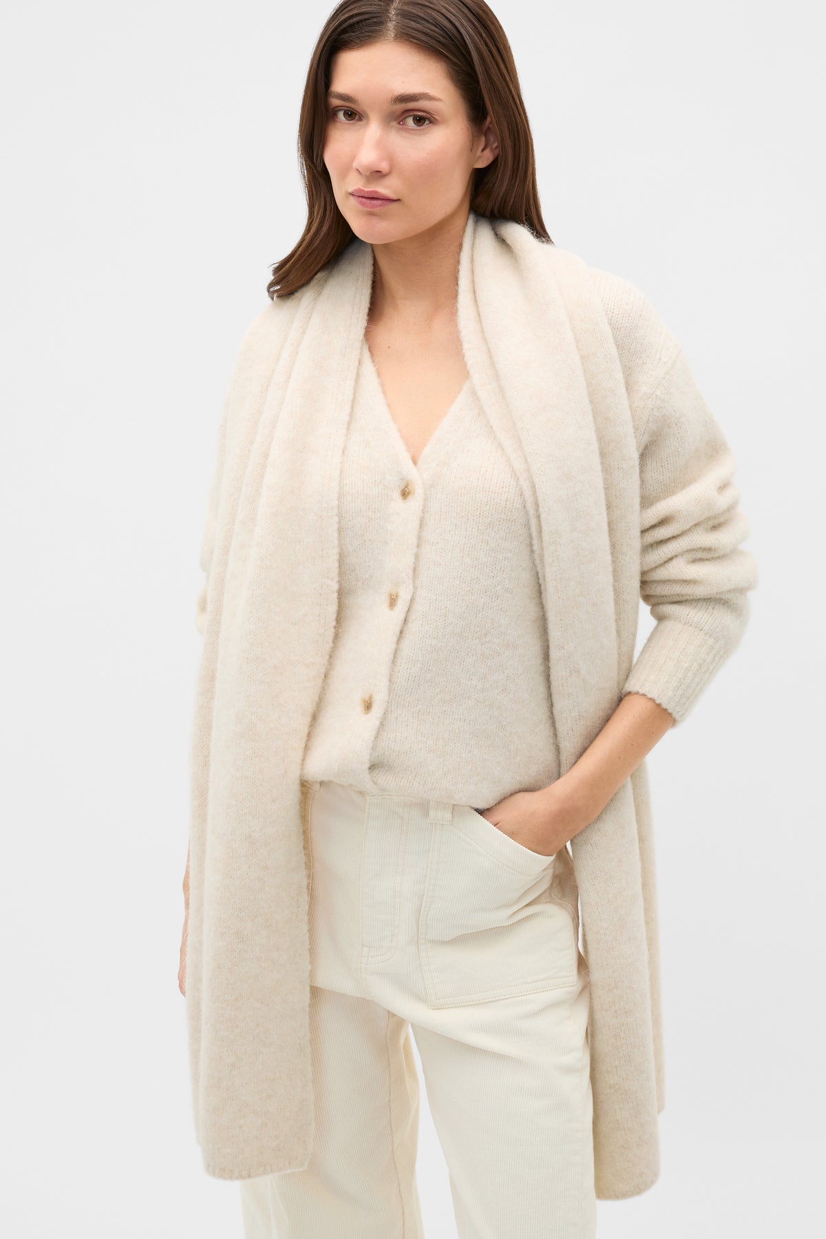 Alpaca Blend Scarf Cardigan
