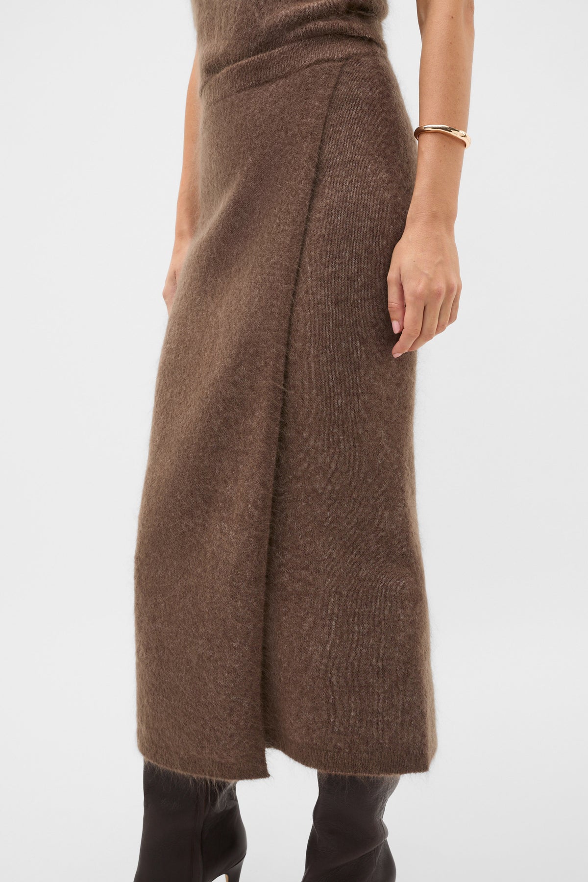 Fluffy Knit Wrap Skirt