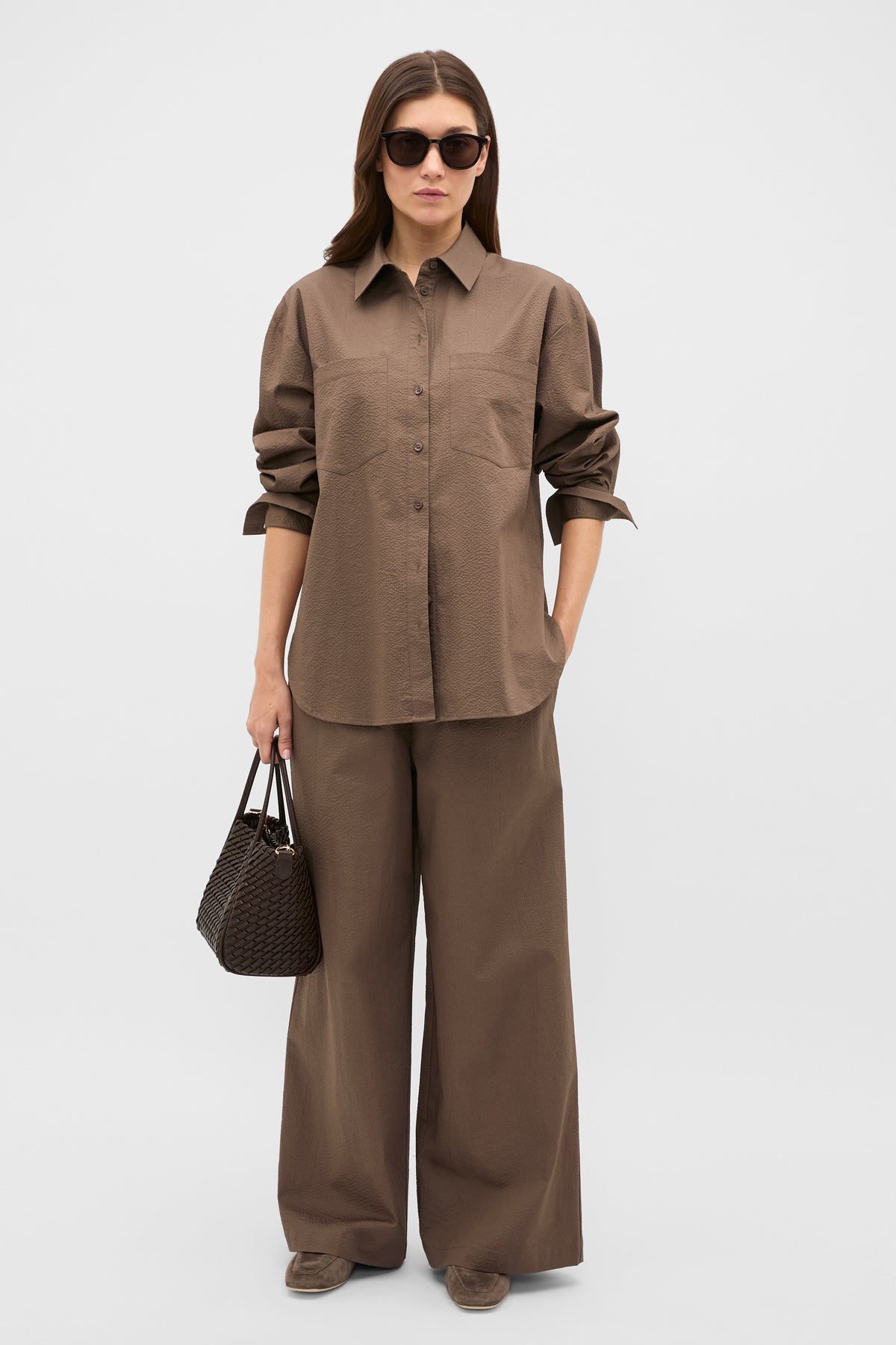 Textured Wide Leg Pant
