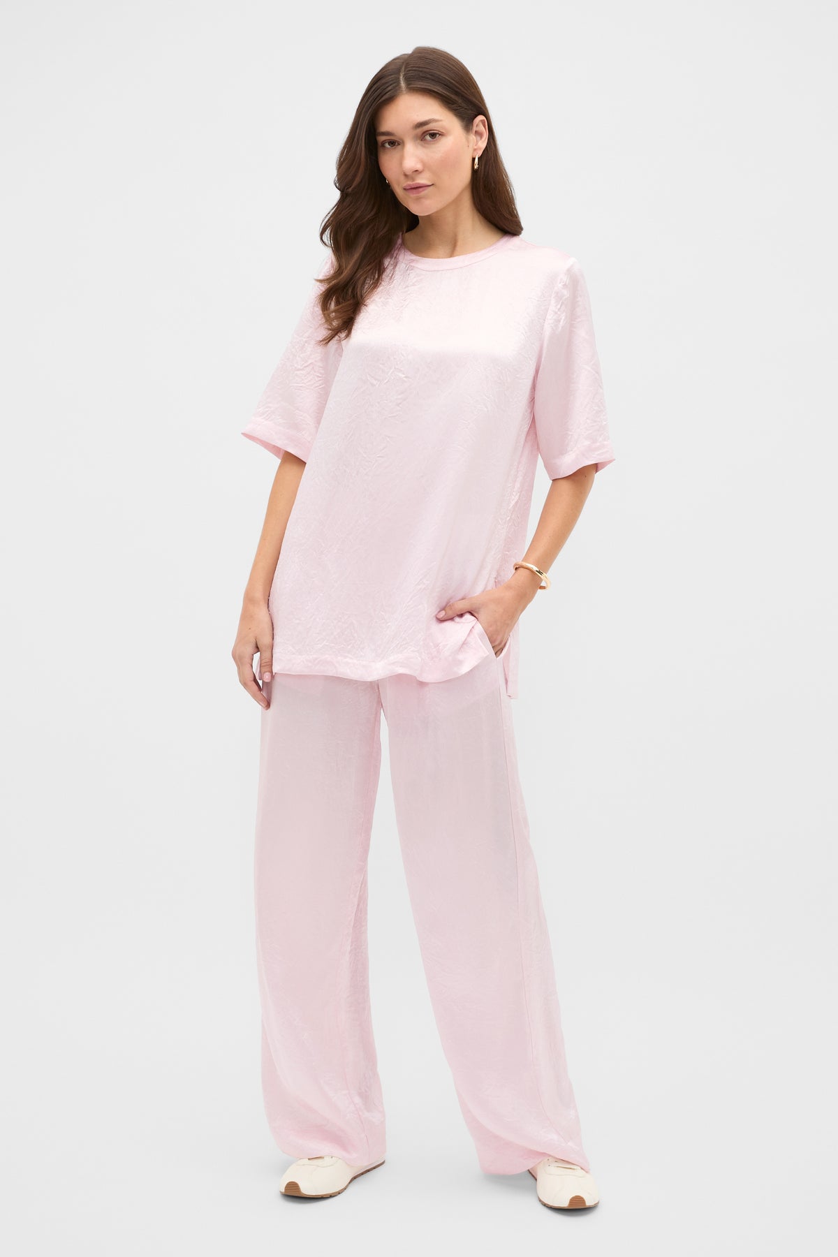 Crinkled Satin Elasticated Pant