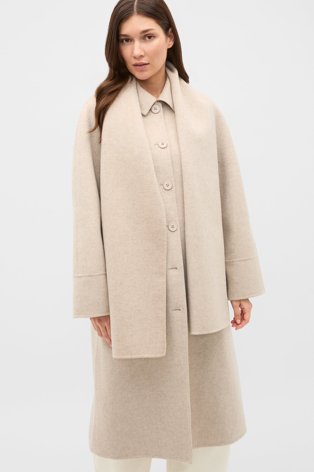 Wool Blend Scarf Coat
