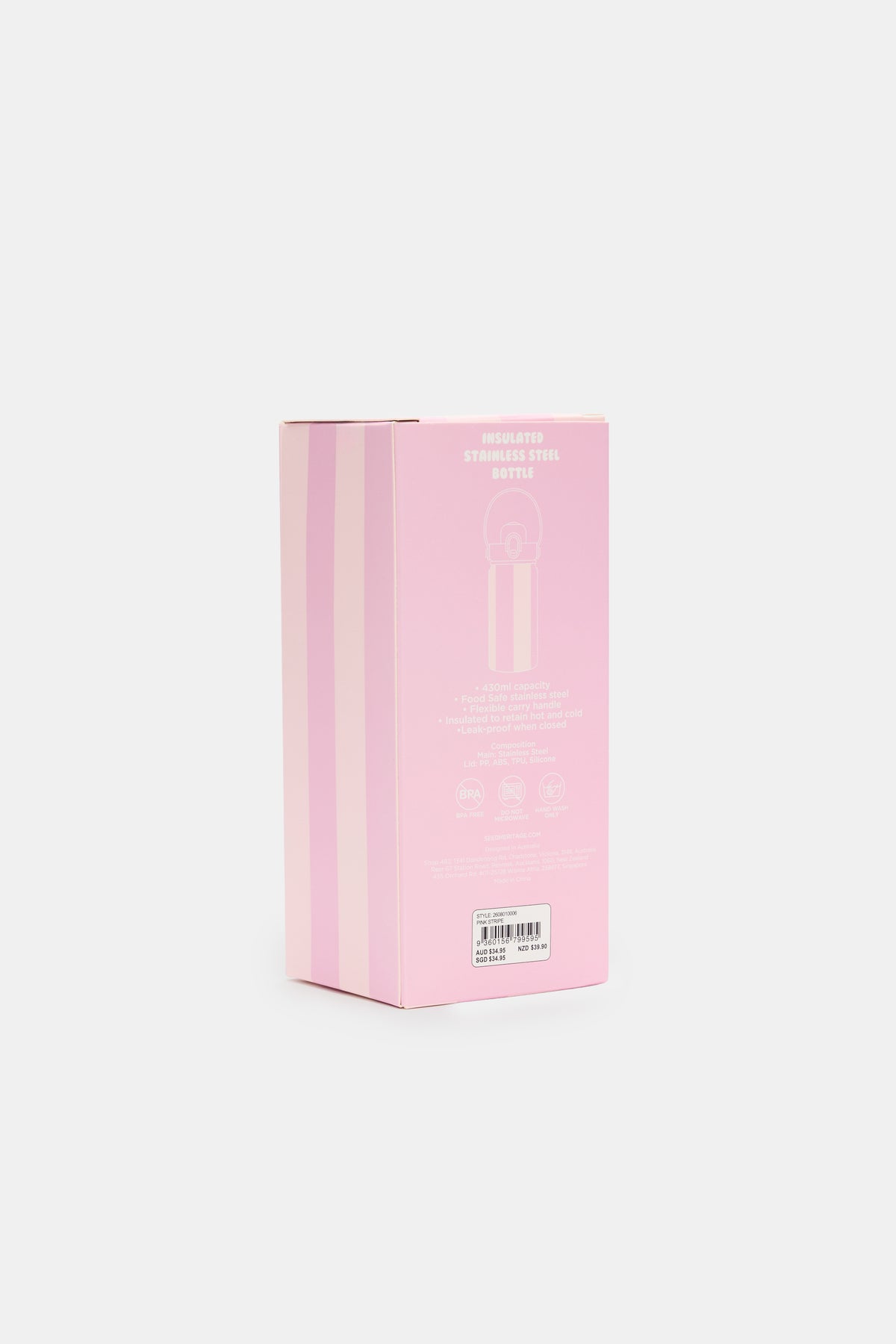 Girls Stripe Water Bottle