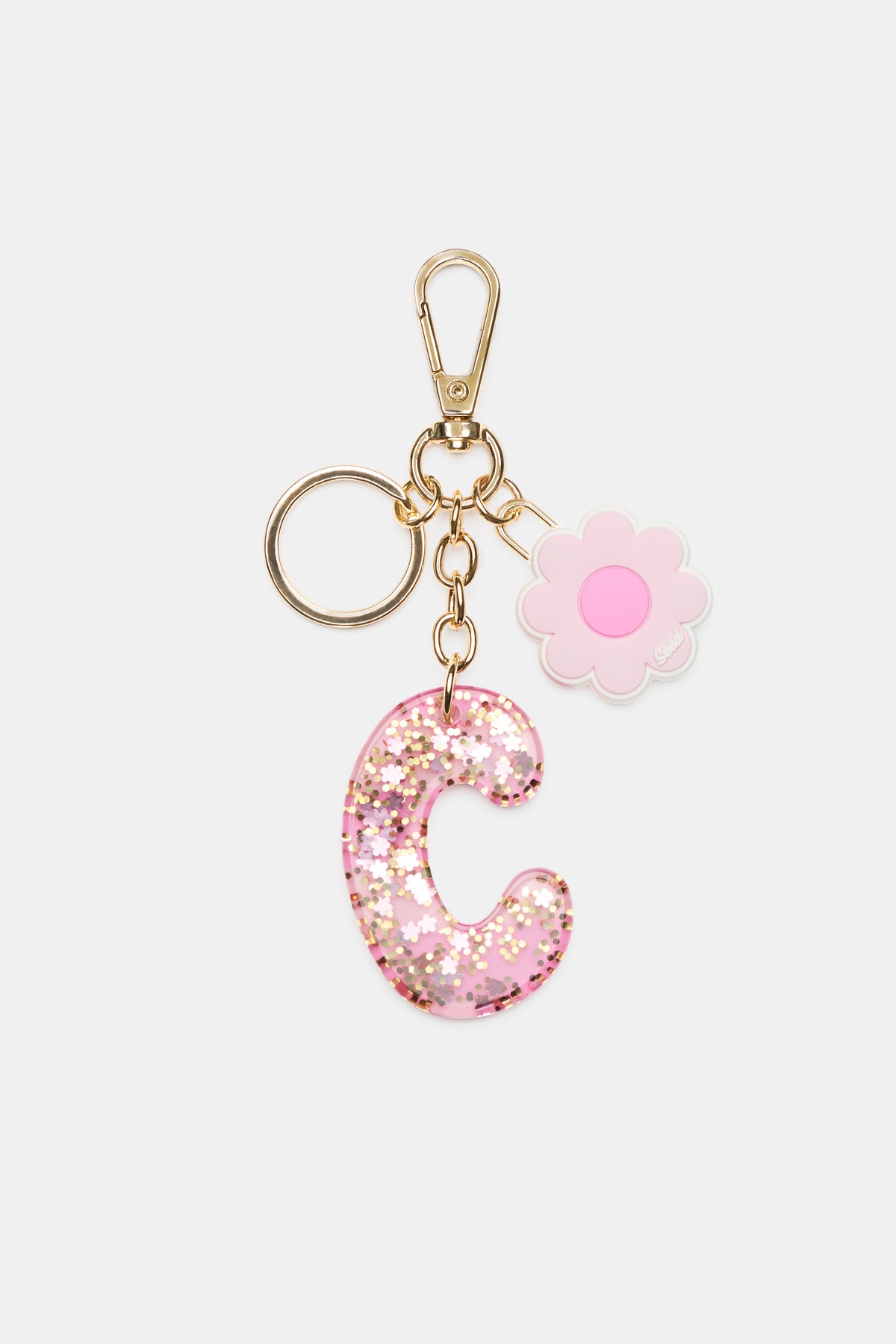 Pink Stripe Initial Keyring