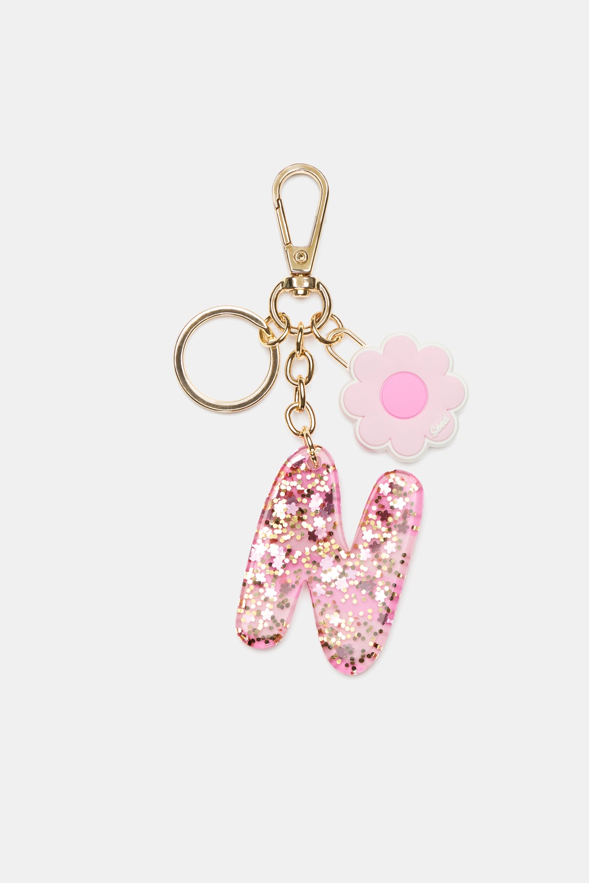 Pink Stripe Initial Keyring