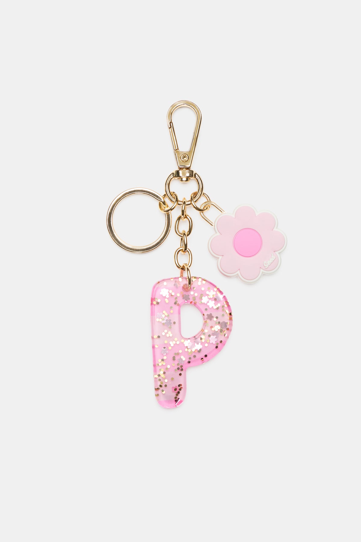 Pink Stripe Initial Keyring