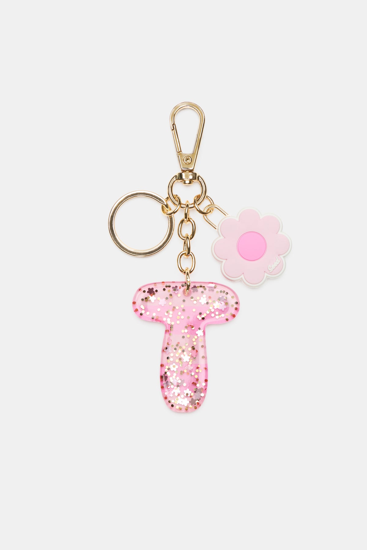 Pink Stripe Initial Keyring