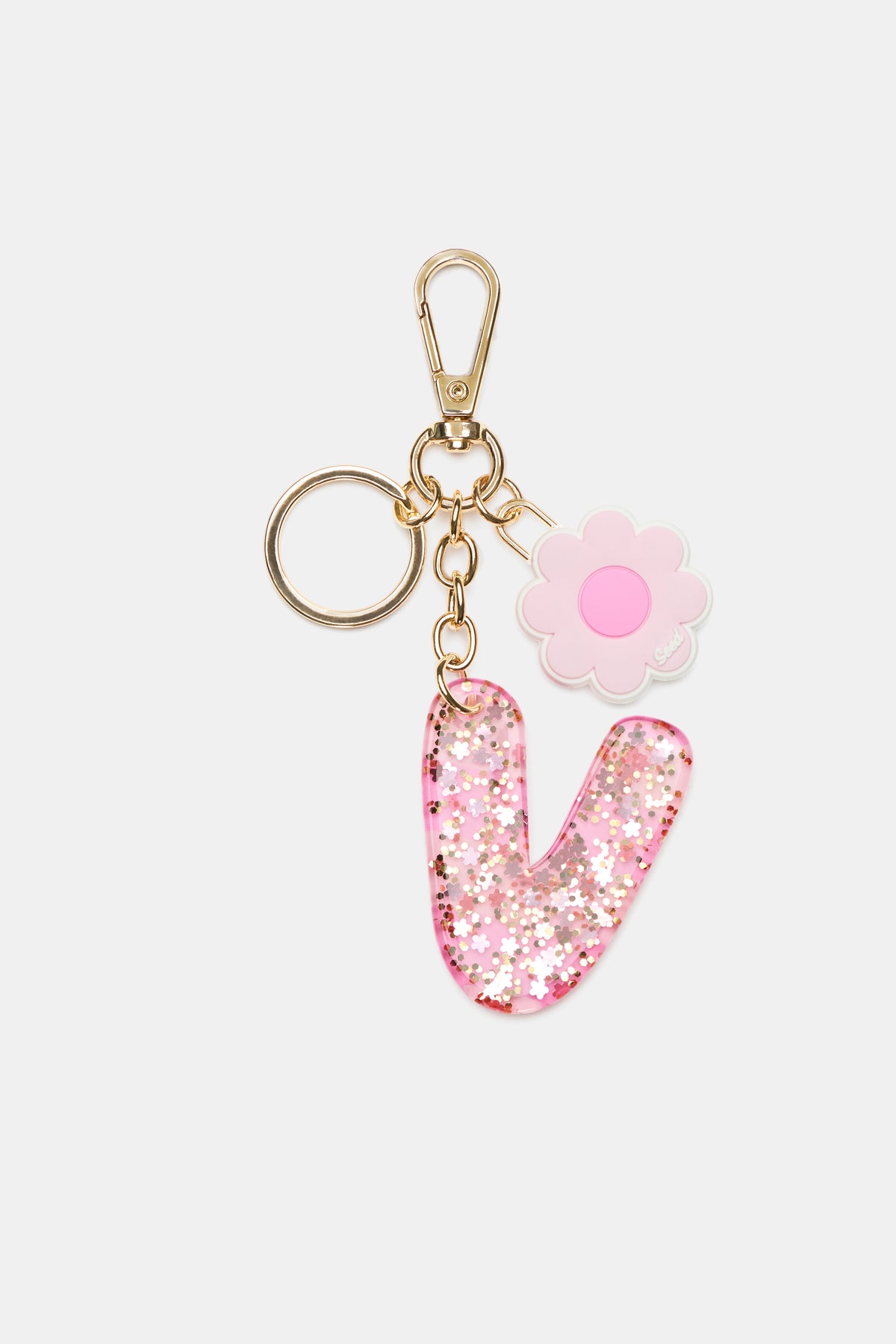 Pink Stripe Initial Keyring