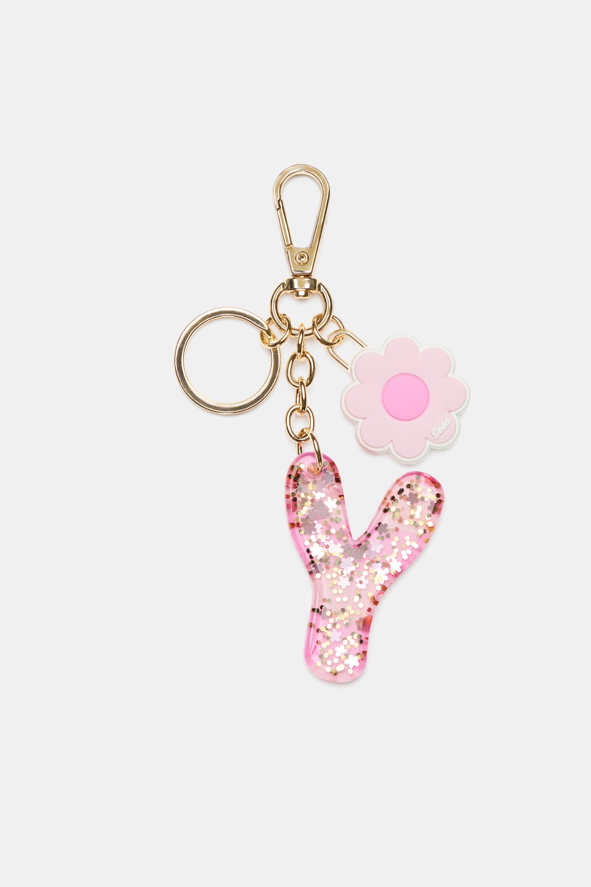 Pink Stripe Initial Keyring