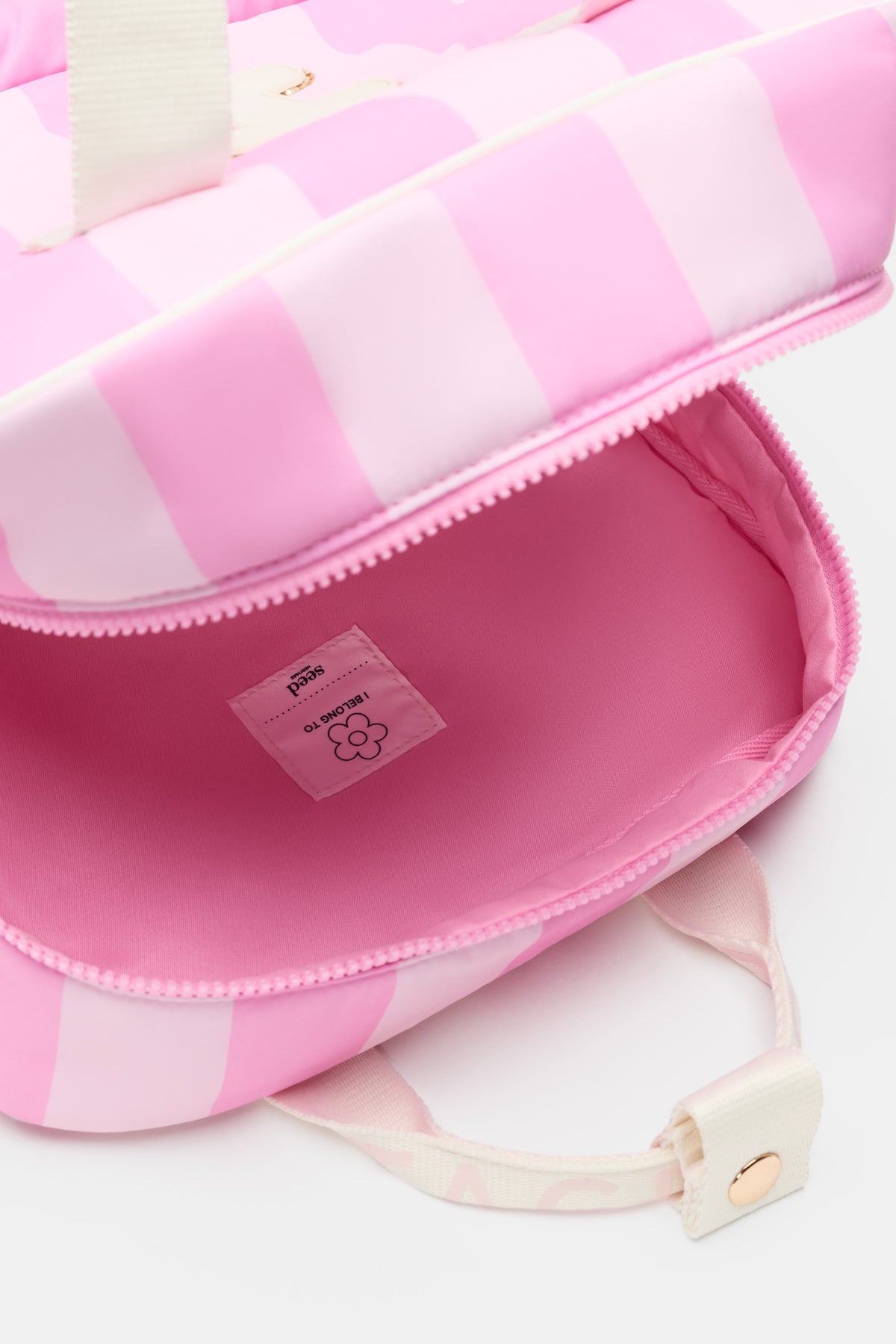Pink Stripe Initial Backpack