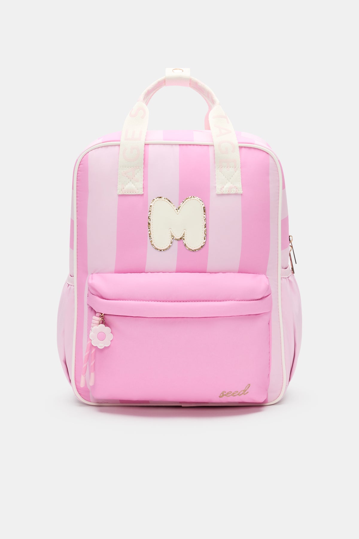 Pink Stripe Initial Backpack