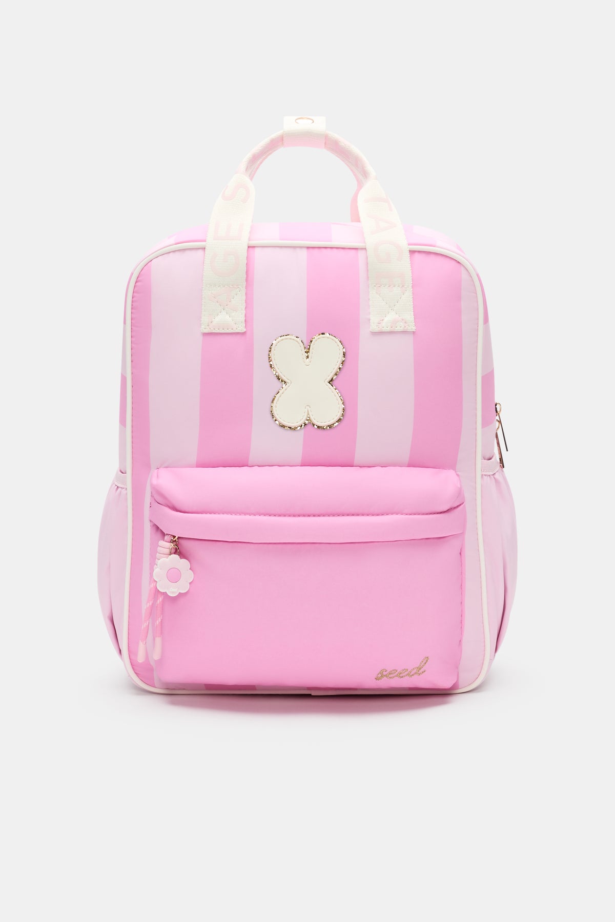 Pink Stripe Initial Backpack