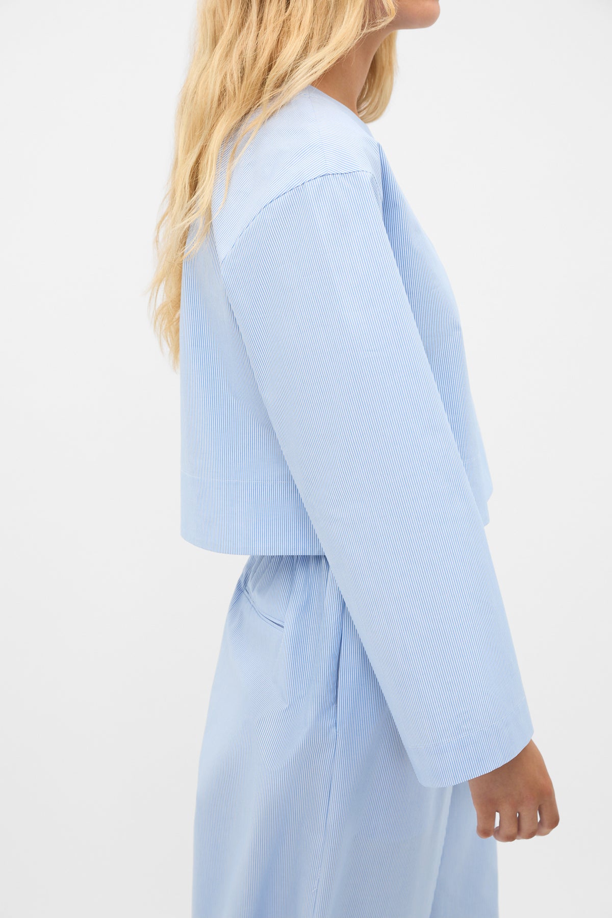 Poplin Stripe Cropped Blouse