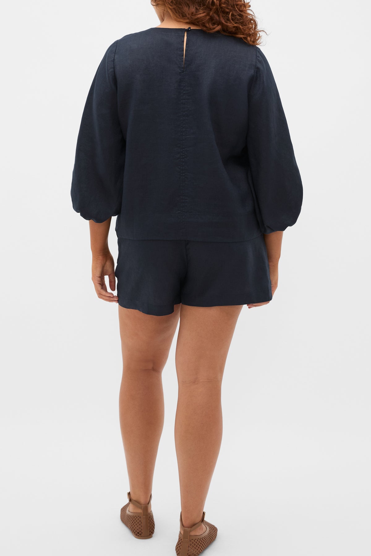 Core Linen Balloon Sleeve Top