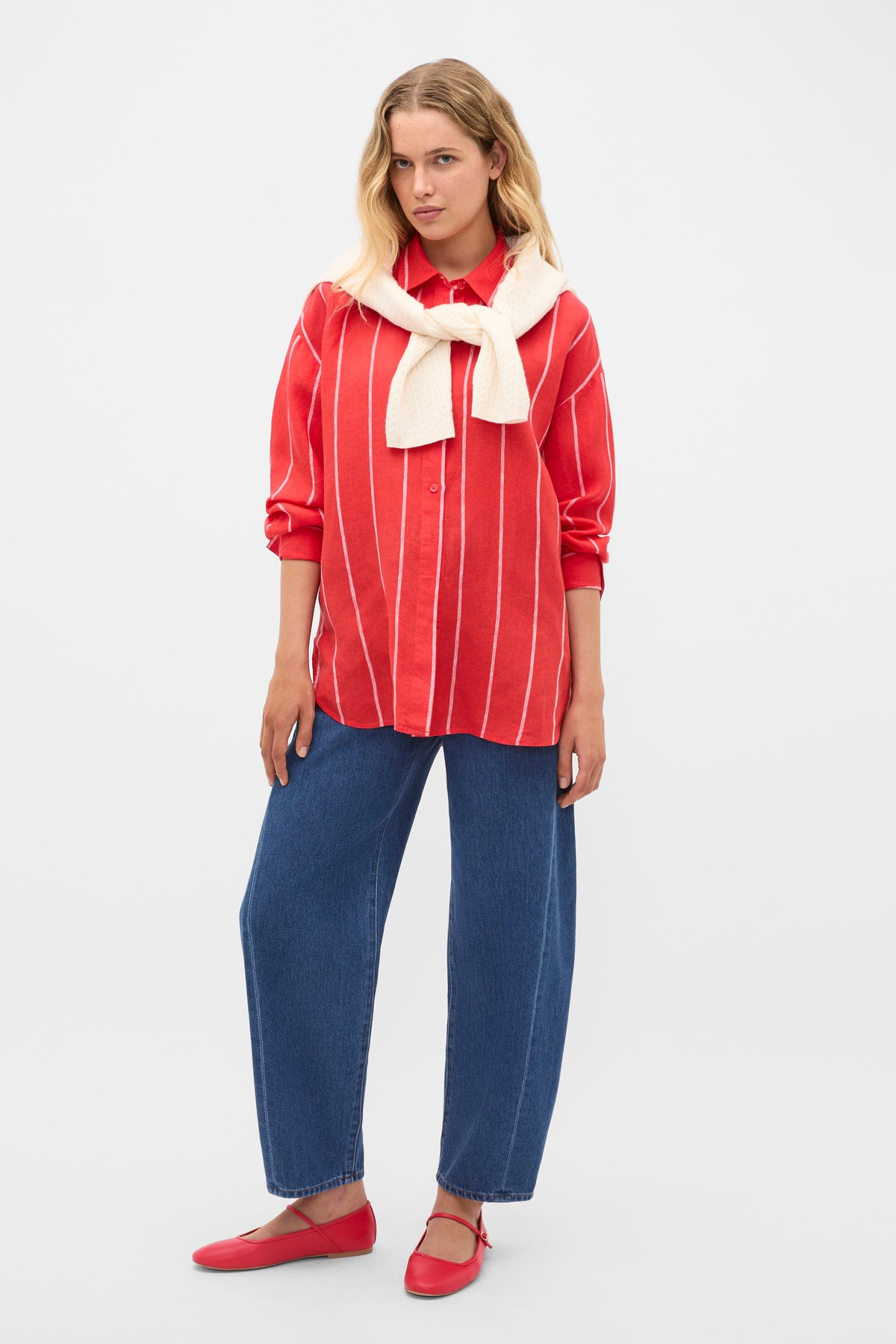 Stripe Linen Oversized Shirt