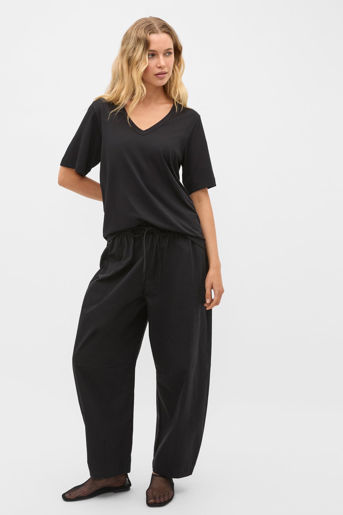 Cotton V Neck Relaxed Tee