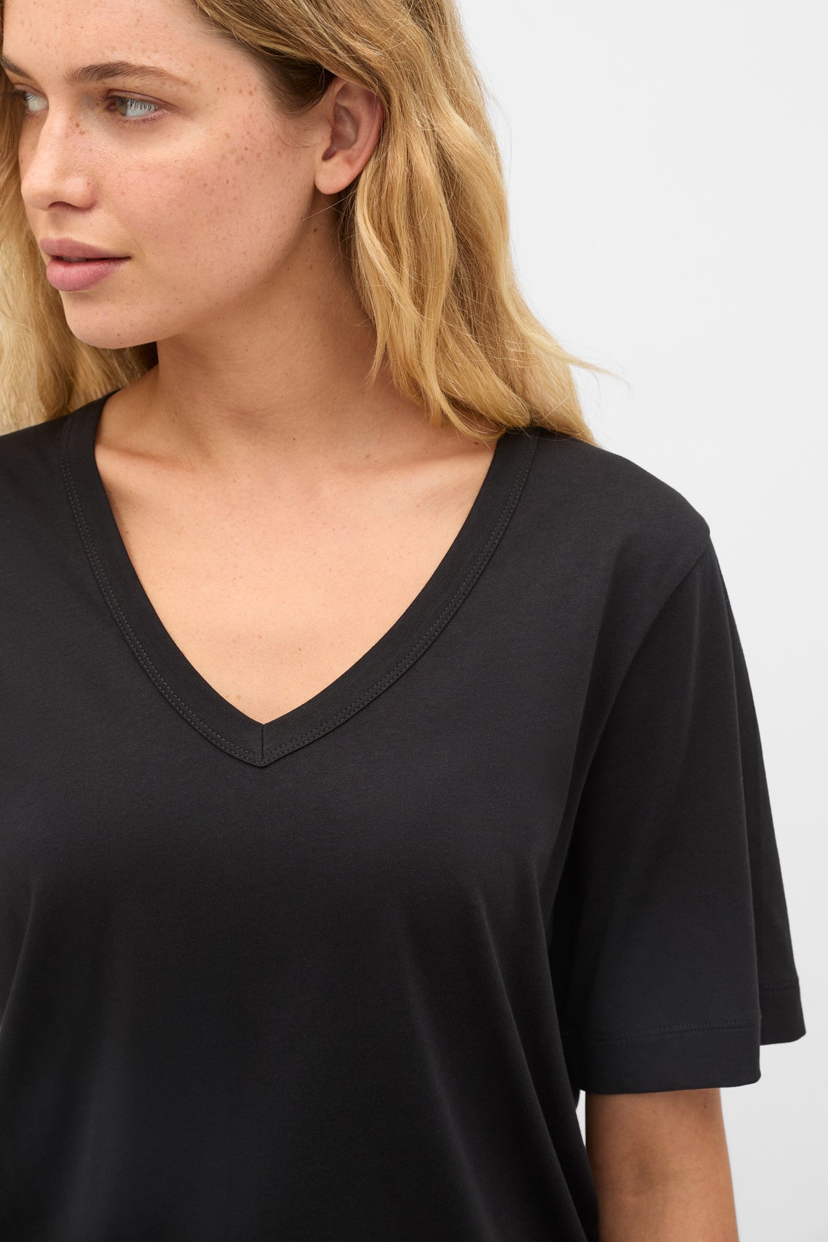 Cotton V Neck Relaxed Tee