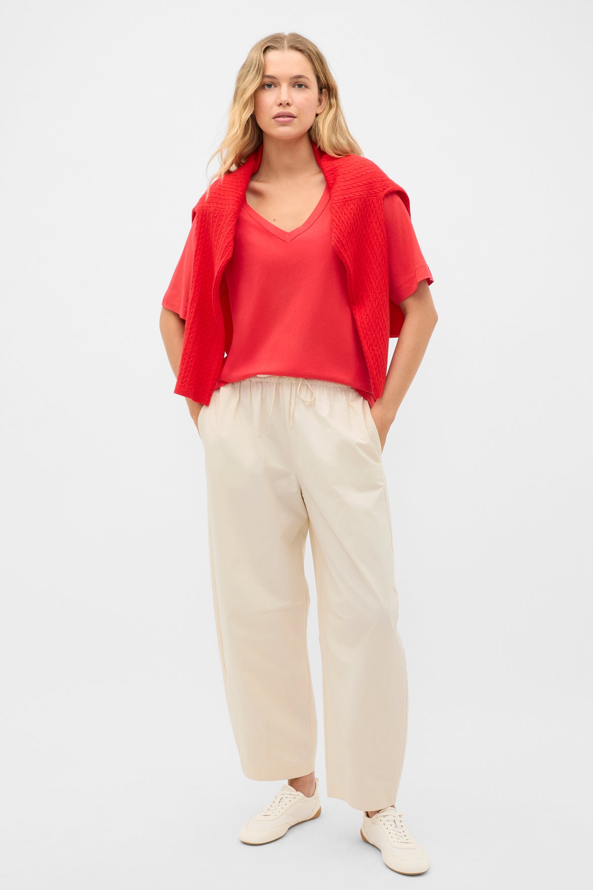 Cotton V Neck Relaxed Tee