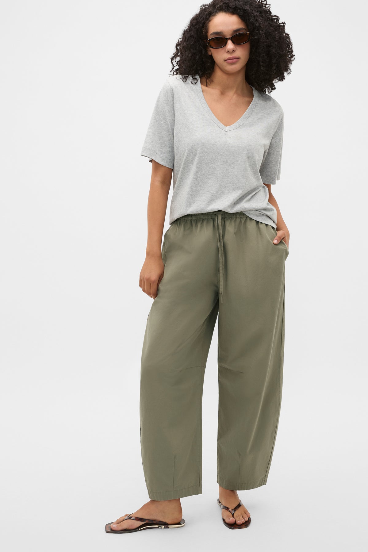 Cotton V Neck Relaxed Tee