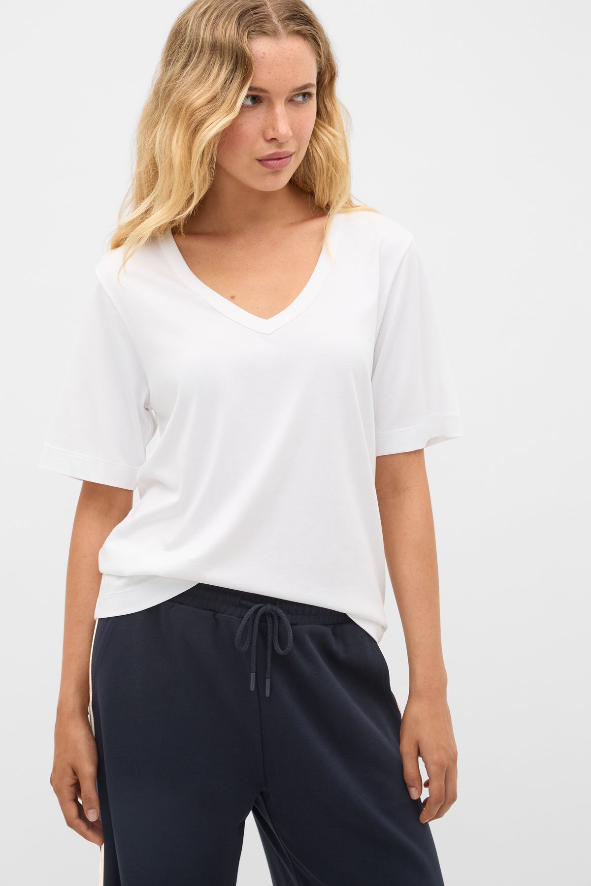 Cotton V Neck Relaxed Tee