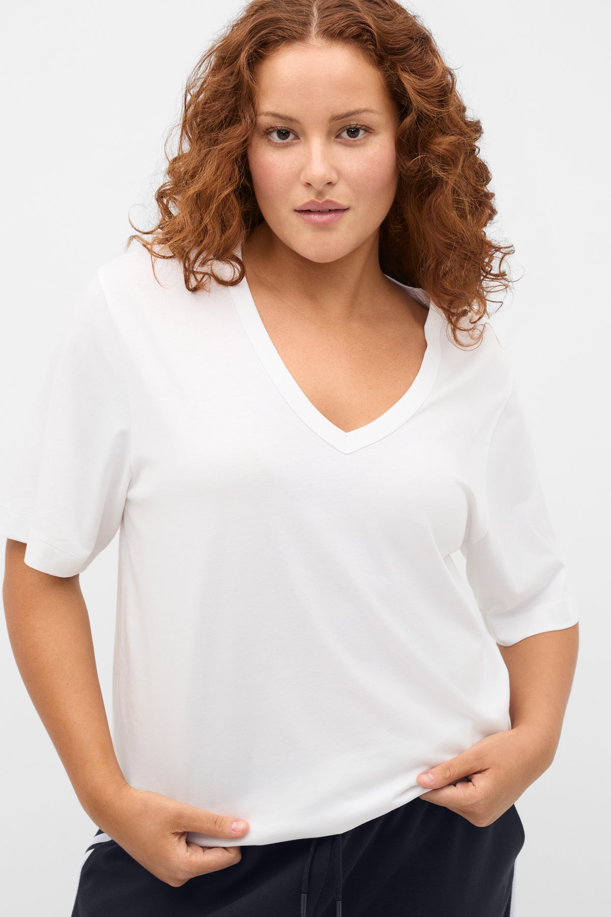 Cotton V Neck Relaxed Tee