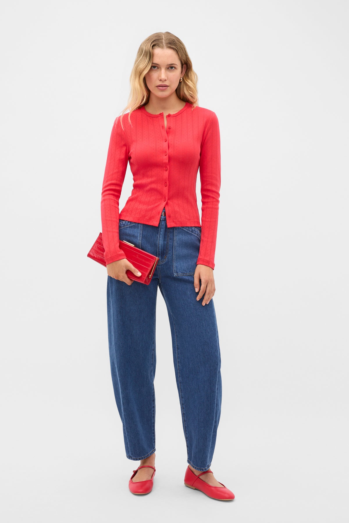 Pointelle Button Cardigan