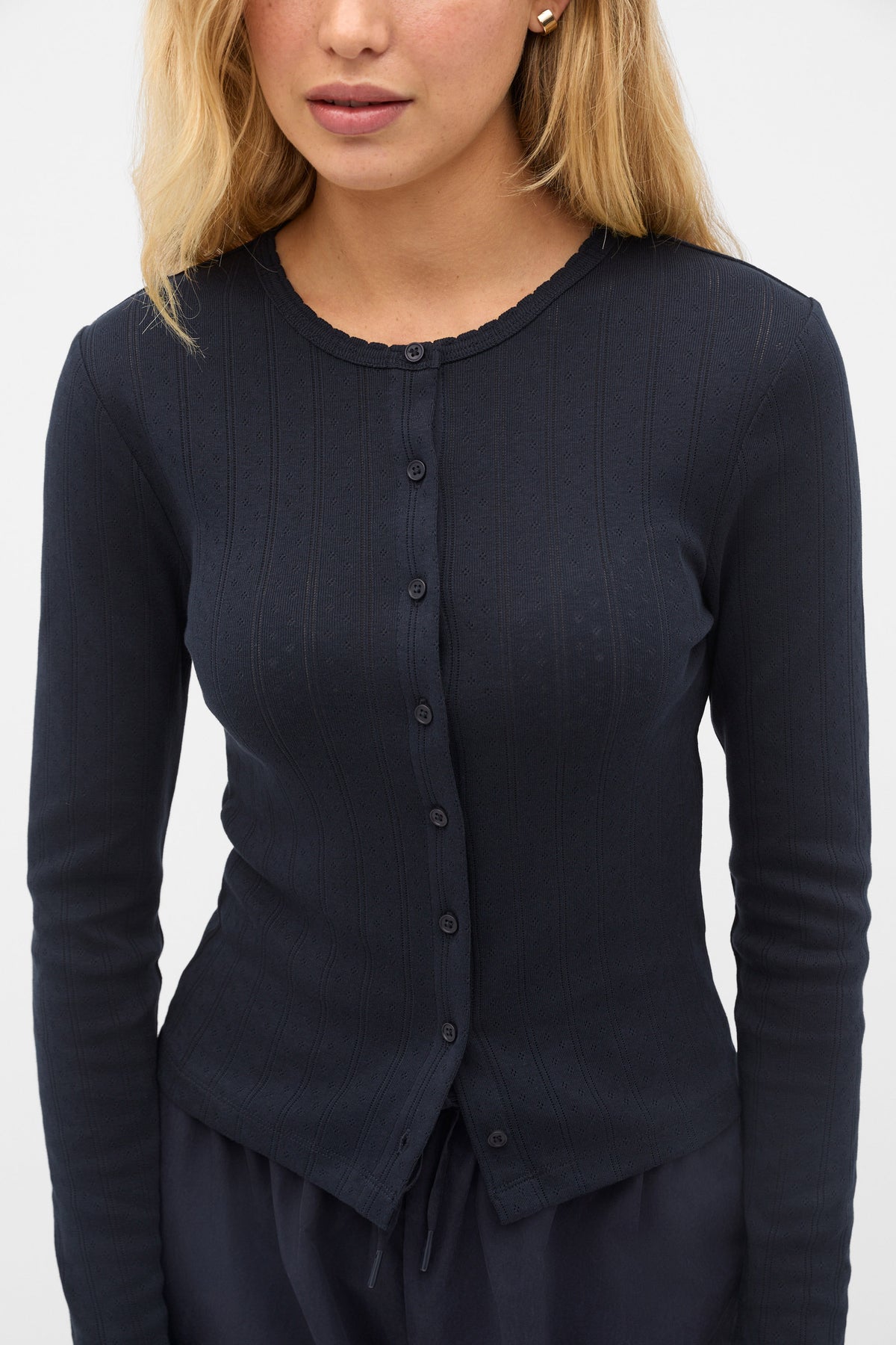 Pointelle Button Cardigan