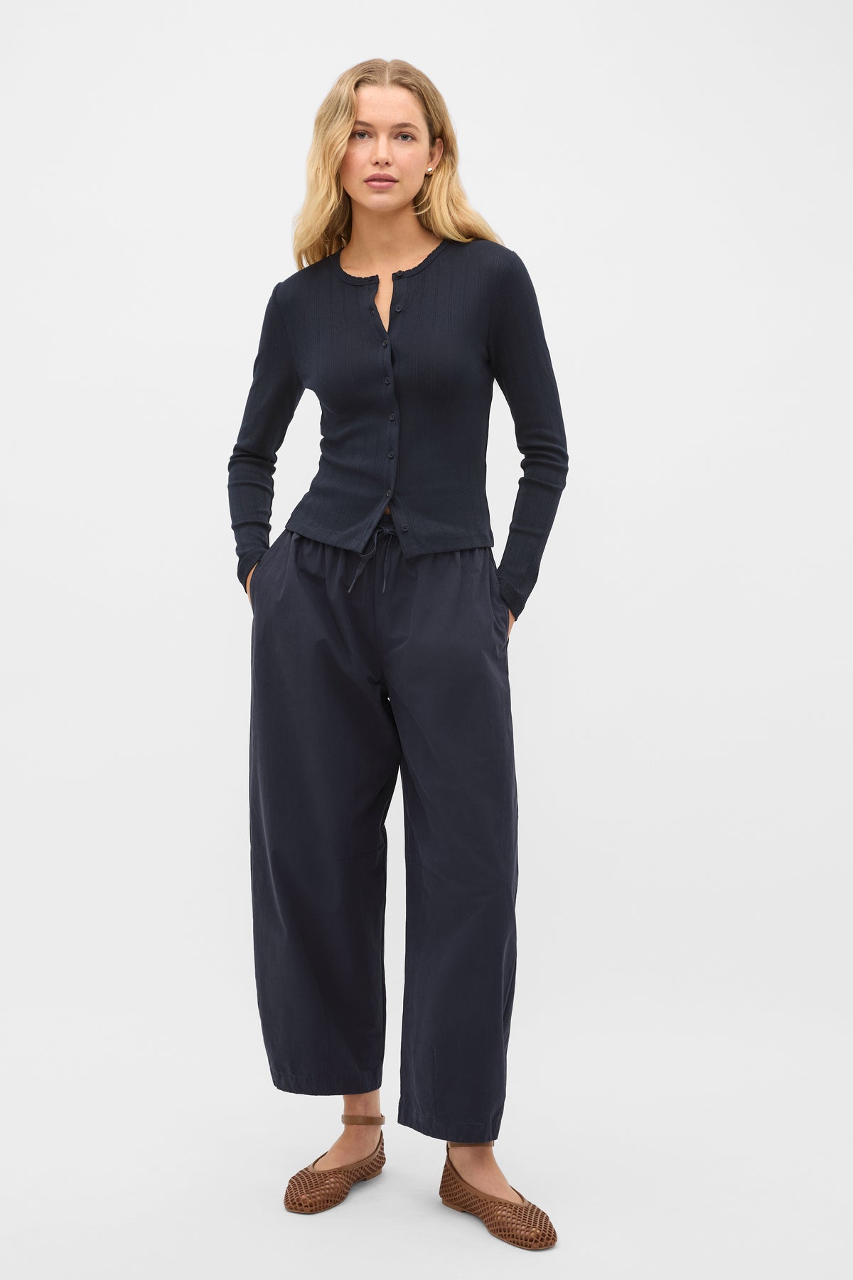 Pointelle Button Cardigan