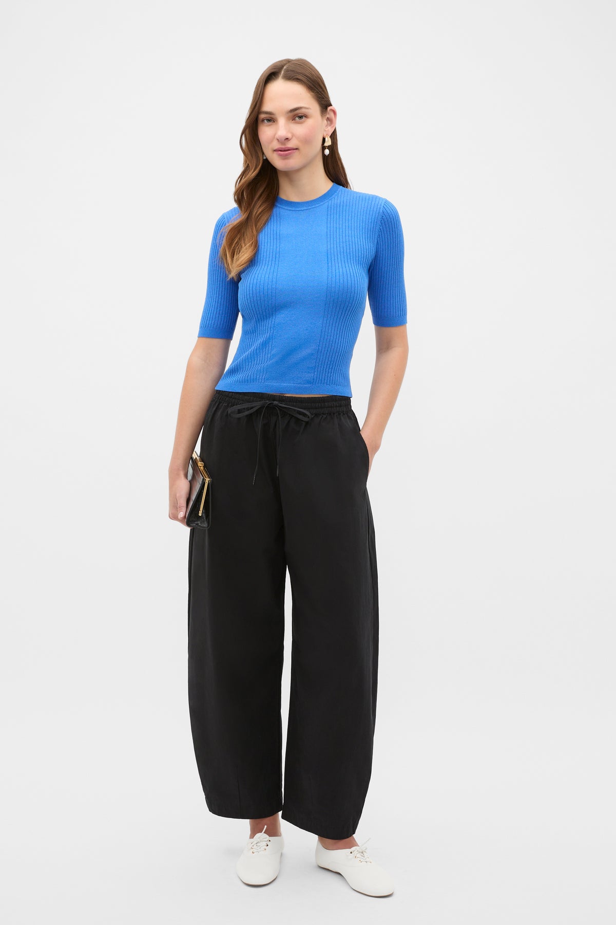 Cotton Blend Rib Knit Top