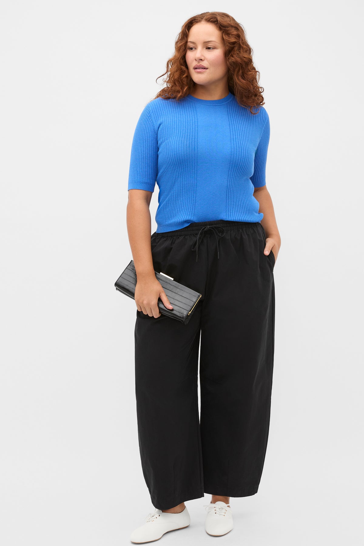 Cotton Blend Rib Knit Top