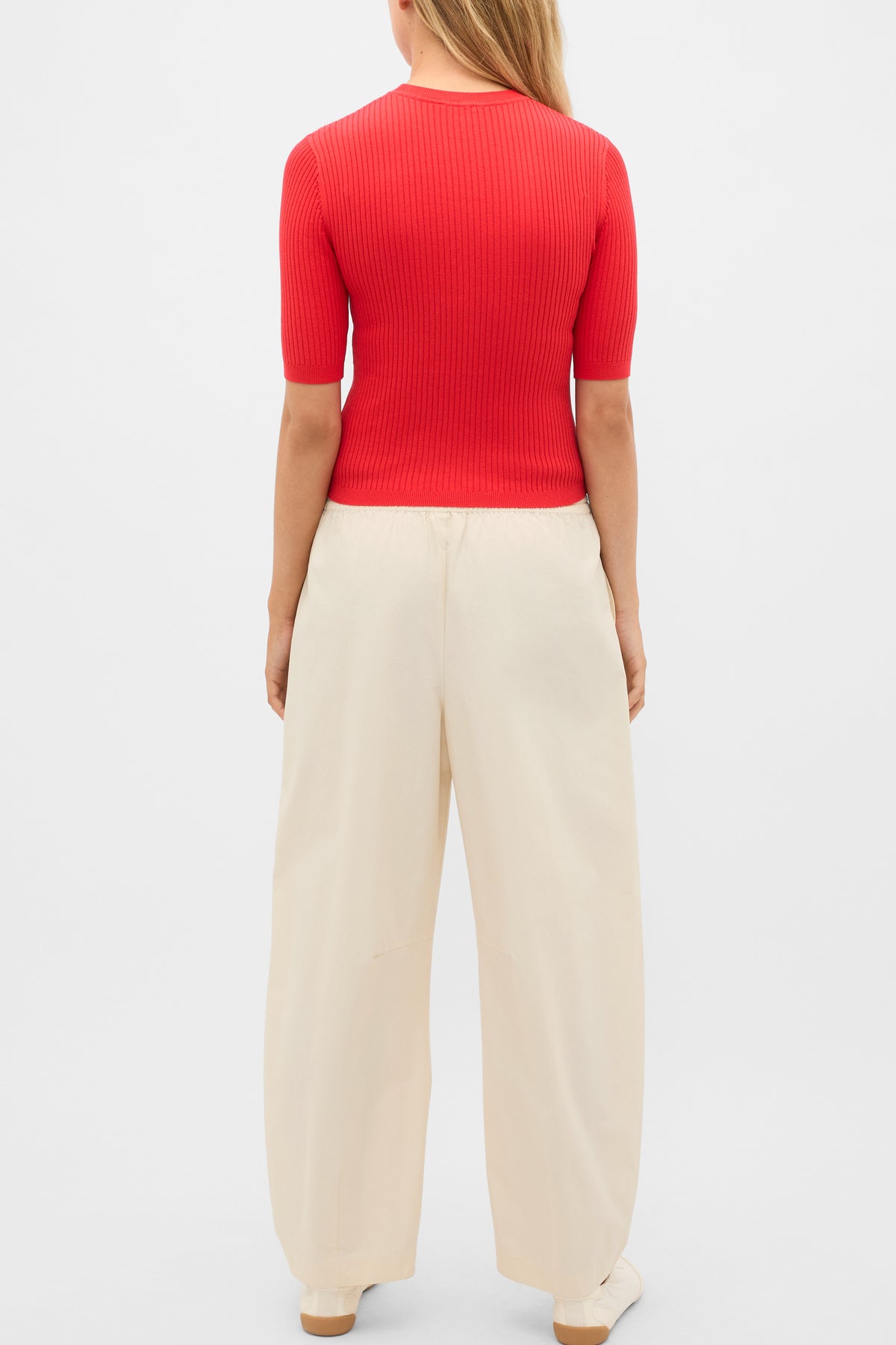 Cotton Blend Rib Knit Top