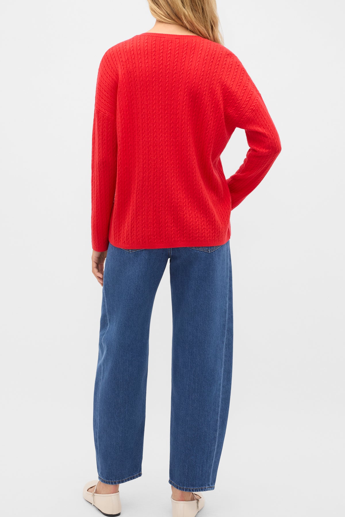 Australian Merino V Neck Cable Knit