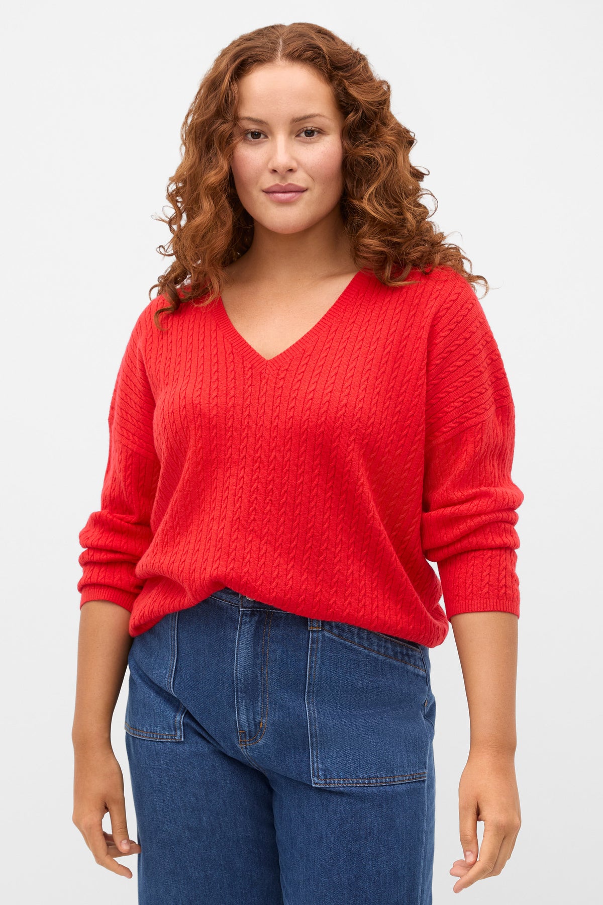 Australian Merino V Neck Cable Knit