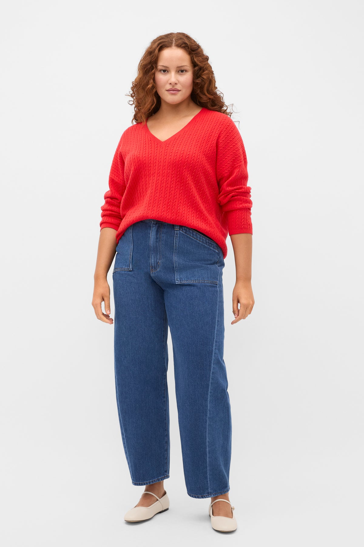 Australian Merino V Neck Cable Knit