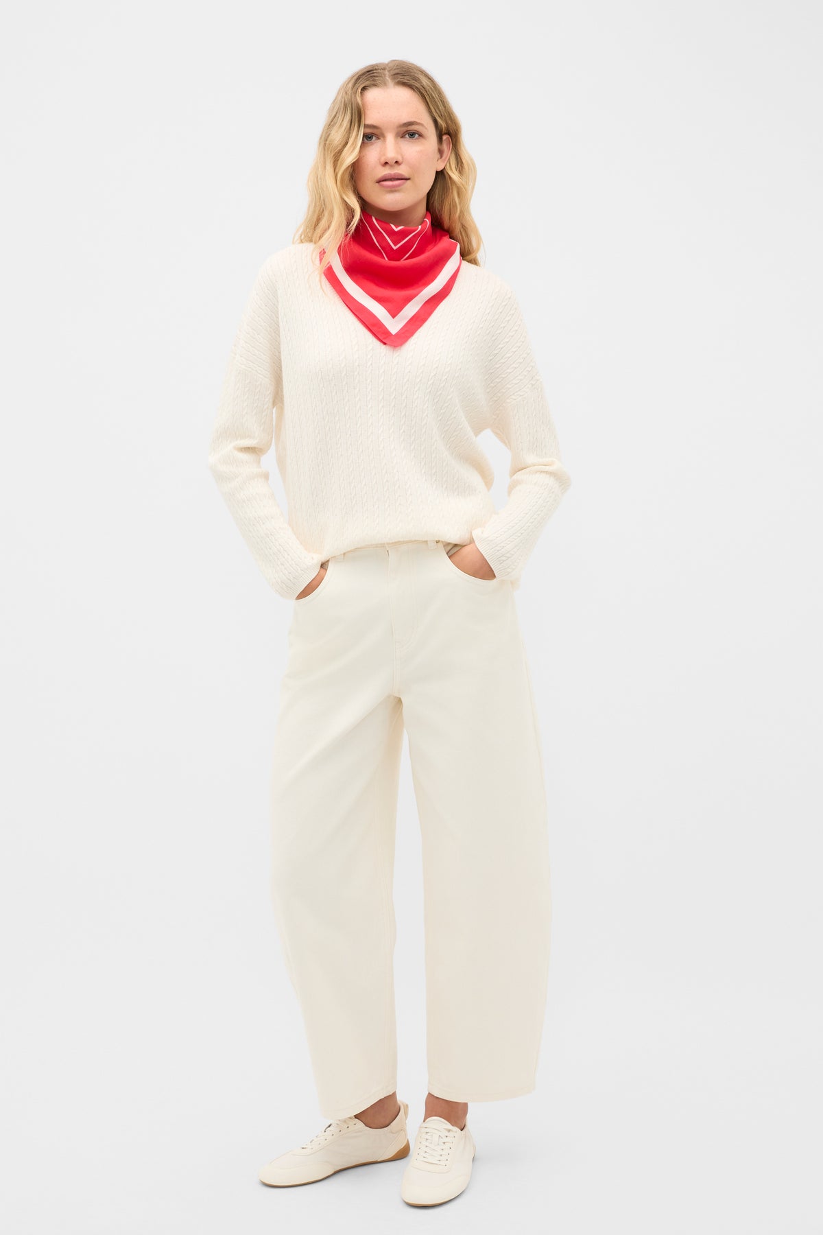 Australian Merino V Neck Cable Knit