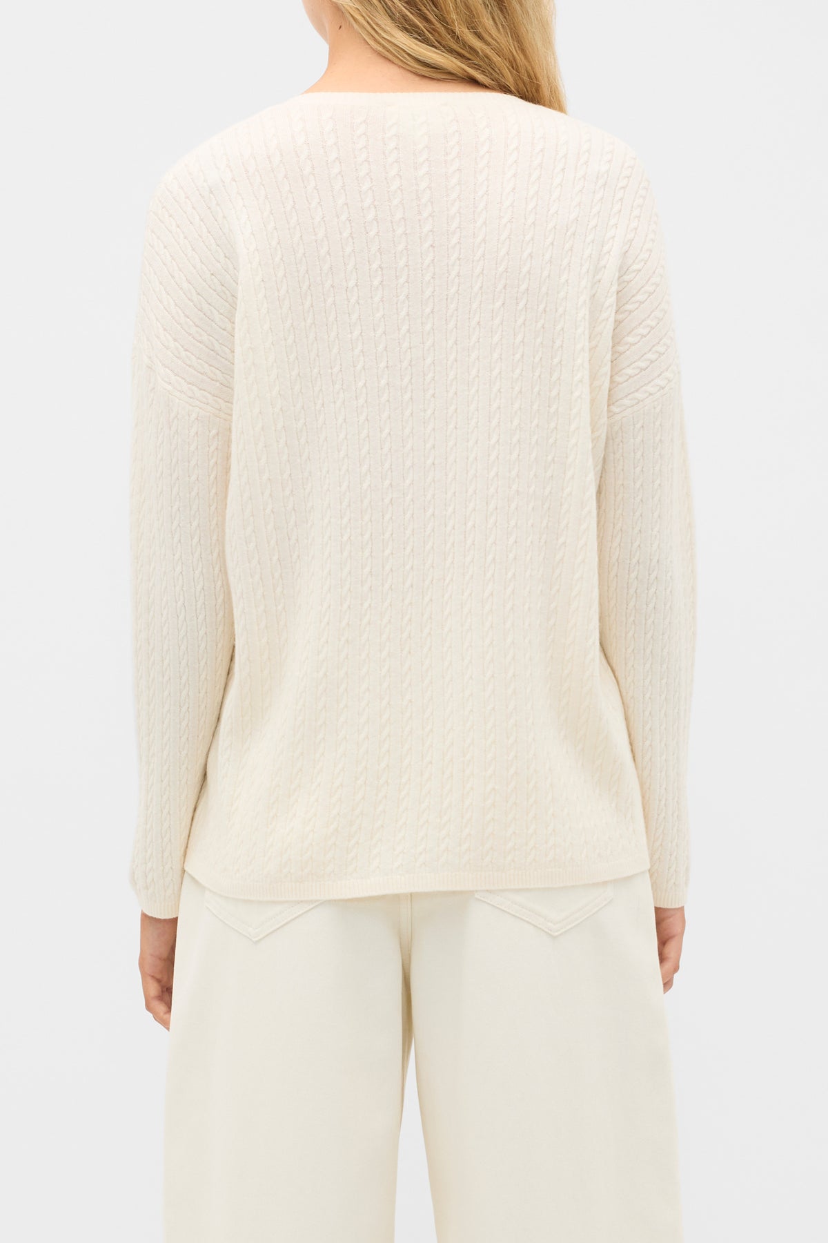 Australian Merino V Neck Cable Knit
