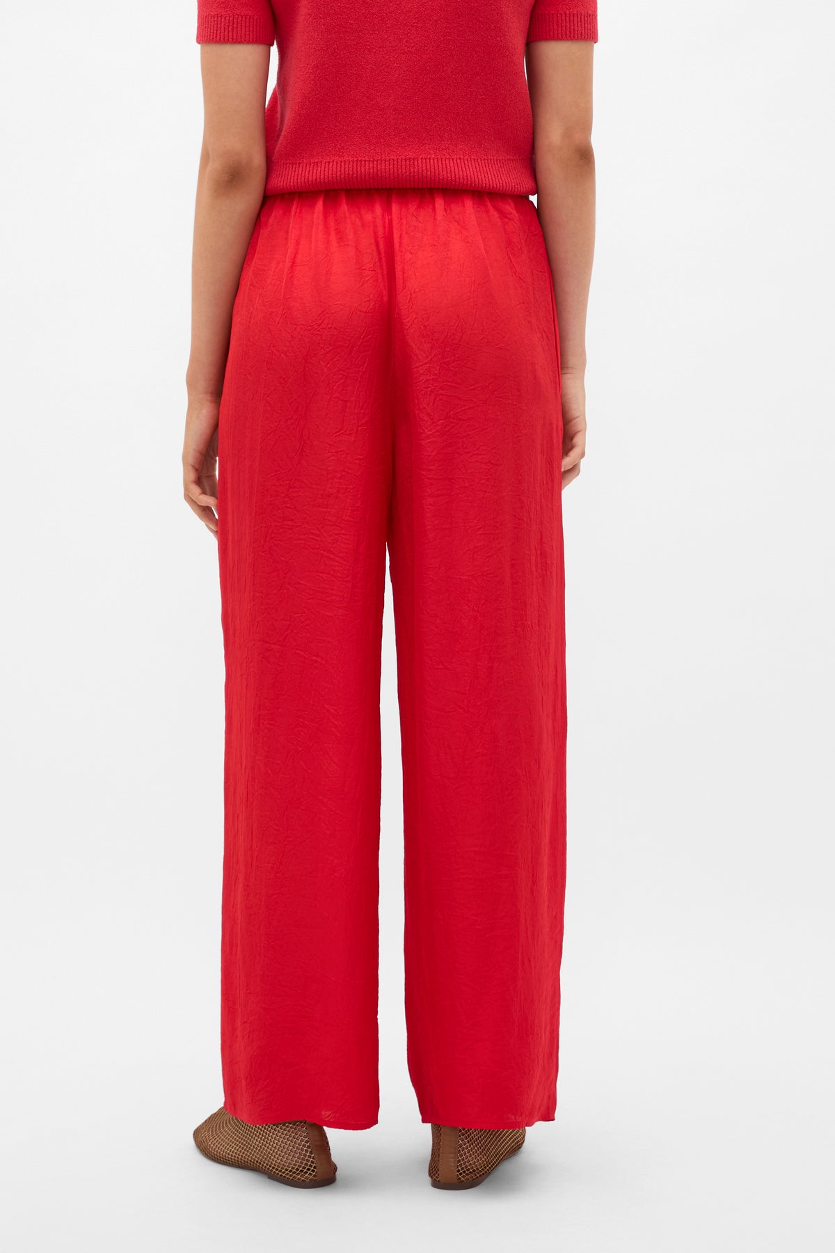 Textured Satin Easy Wide Leg Pant