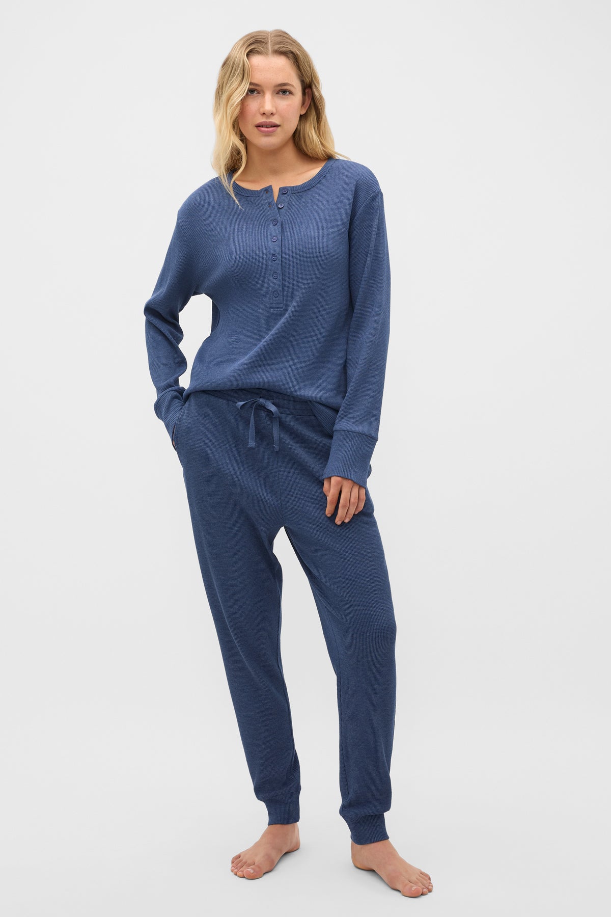 Waffle Top and Pant PJ Set
